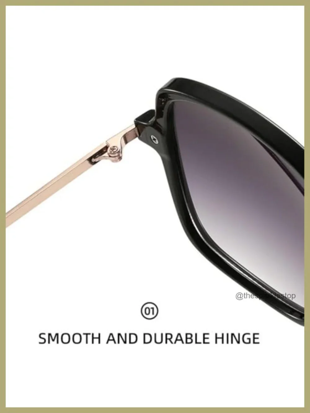 Retro Square Sunglasses Oversized Gradient UV400 Metal Frame